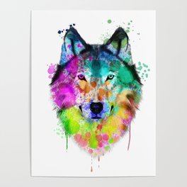 Wolf Watercolor, Wolf Painting, Wolf Portrait, Wolf art, Wolf illustration Poster
