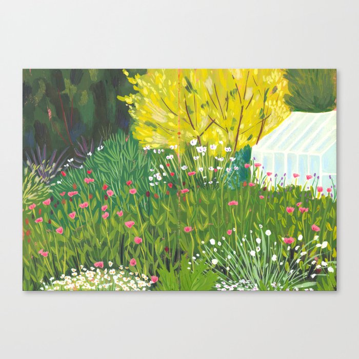 Wild Flower Garden and Greenhouse Canvas Print