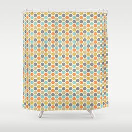 Mid-Century Modern Circles and Hexagons with Orange Accent Shower Curtain
