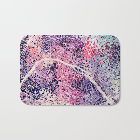 Paris Mosaic map #1 Bath Mat