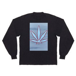 Chicago Flag Inspired Weed Leaf Long Sleeve T-shirt