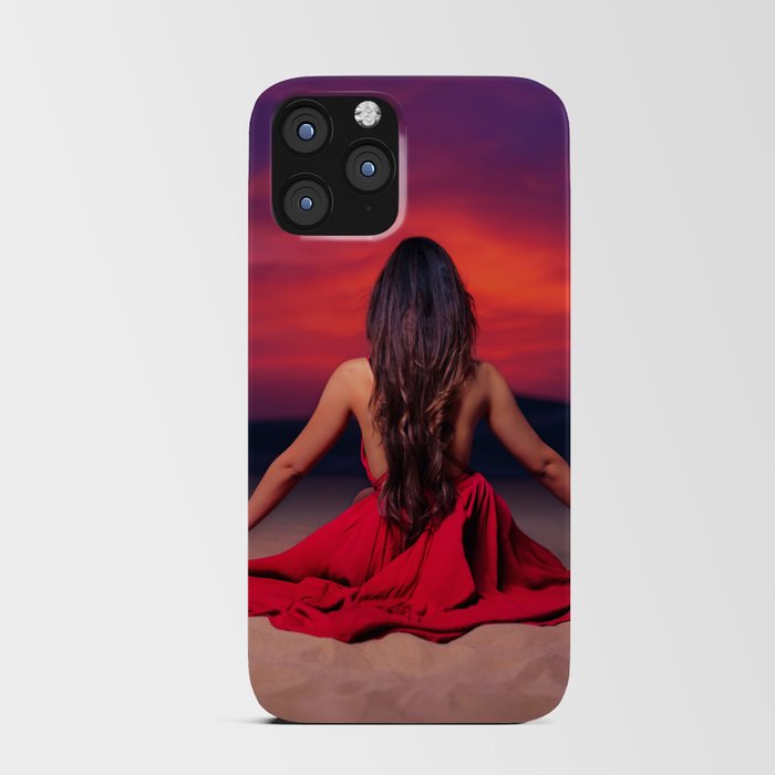Another tequila sunrise; woman watching purple and pink sunrise in the desert magical realism female portrait color photograph / photography iPhone Card Case