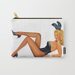 Sexy Pinup Girl Blonde Hair Black Dress Collant Smocking Rabbit Carry-All Pouch
