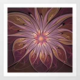 Luminous Flower, Abstract Fractal Art Art Print