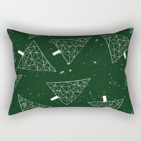 Christmas Trees Green Rectangular Pillow