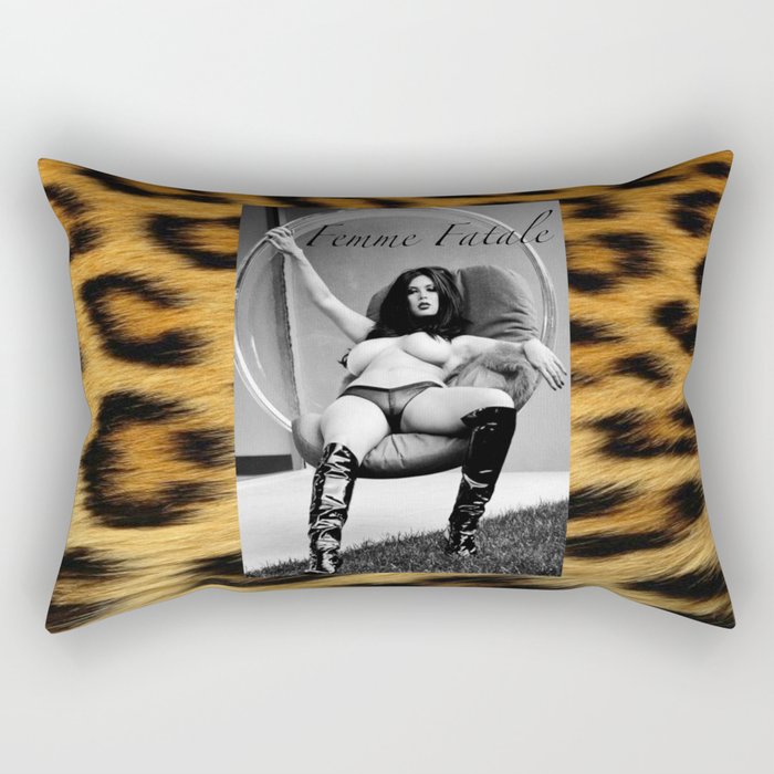 Vintage Pin Up - Stone Hard Femme Leopard Rectangular Pillow