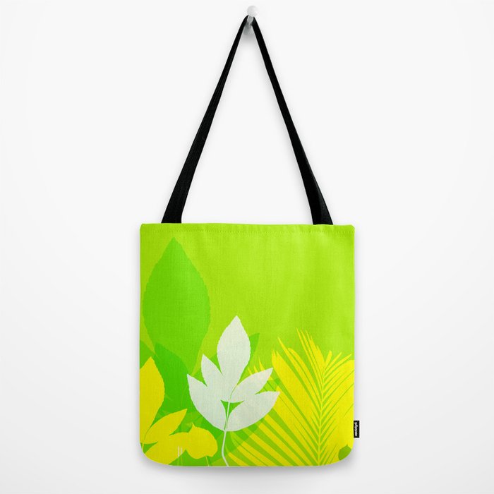 Jungle Neon Green Leaves Palm Yellow Tote Bag By Peraboom Society6