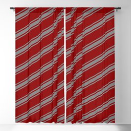 [ Thumbnail: Dark Red and Gray Colored Pattern of Stripes Blackout Curtain ]