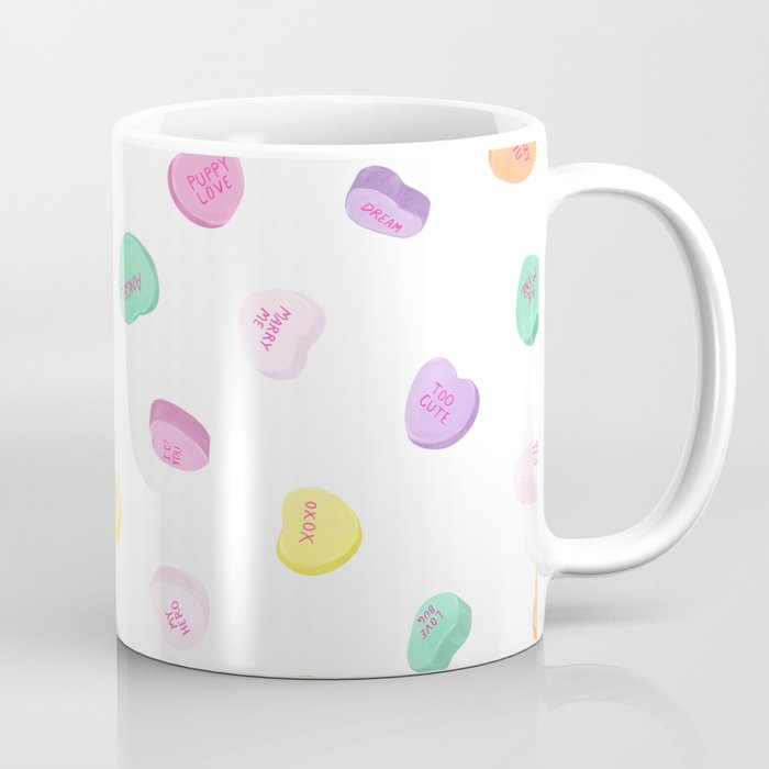 Valentines Day Conversation Heart Candies Pattern - White Coffee Mug