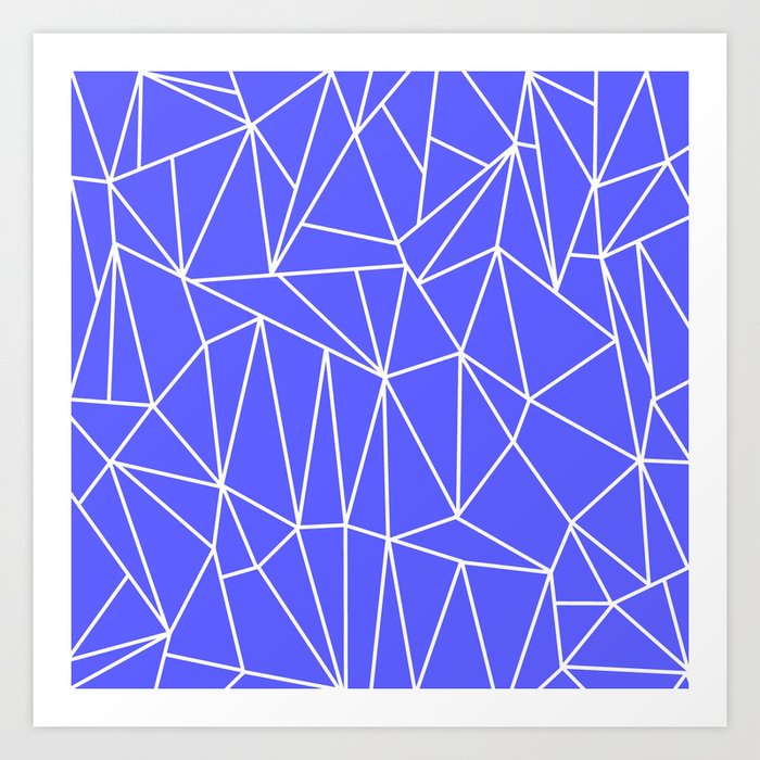 Geometric Cobweb (White & Azure Pattern) Art Print