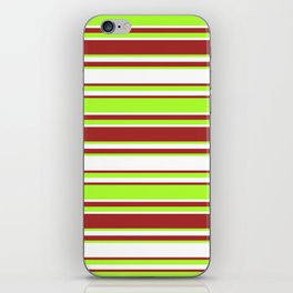 Brown, Light Green & White Colored Lined Pattern iPhone Skin