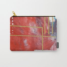 Reckless Abandon: a vibrant abstract mixed-media piece in red and gold by Alyssa Hamilton Art Carry-All Pouch