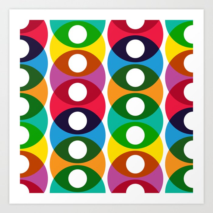 Geometric Pattern 64 (colorful bubbles) Art Print