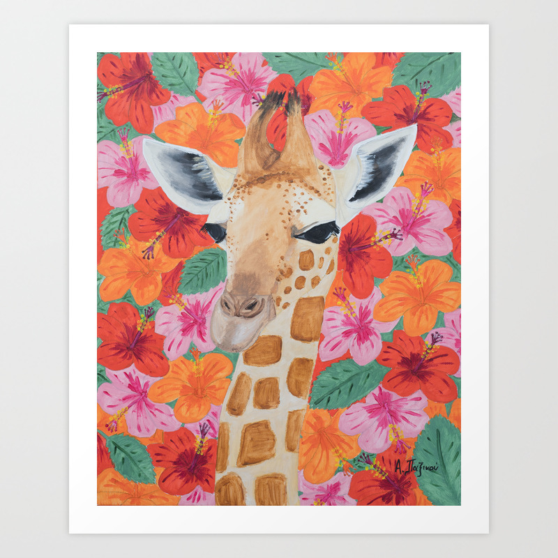 Giraffe Painting Colorful Wall Art Animal Art Art Print By