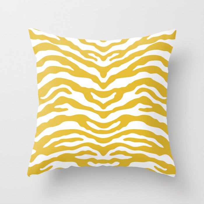 Zebra Wild Animal Print Mustard Yellow Throw Pillow