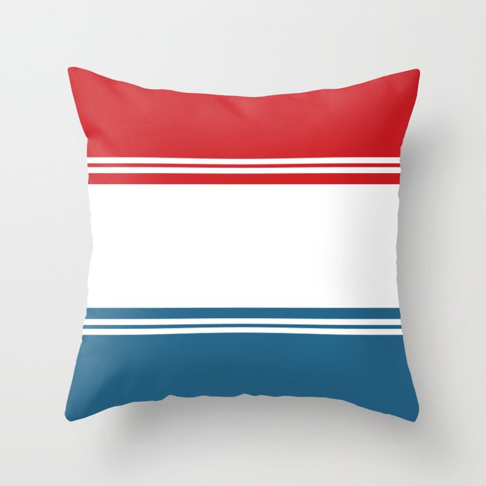 Clean 3 Tone Stripes - Red White Blue Throw Pillow