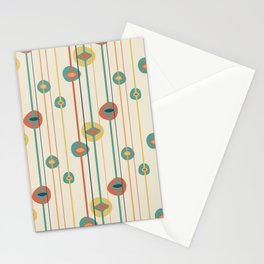 Teal, Orange and Yellow Mid Century Modern Baubles 27 Stationery Card