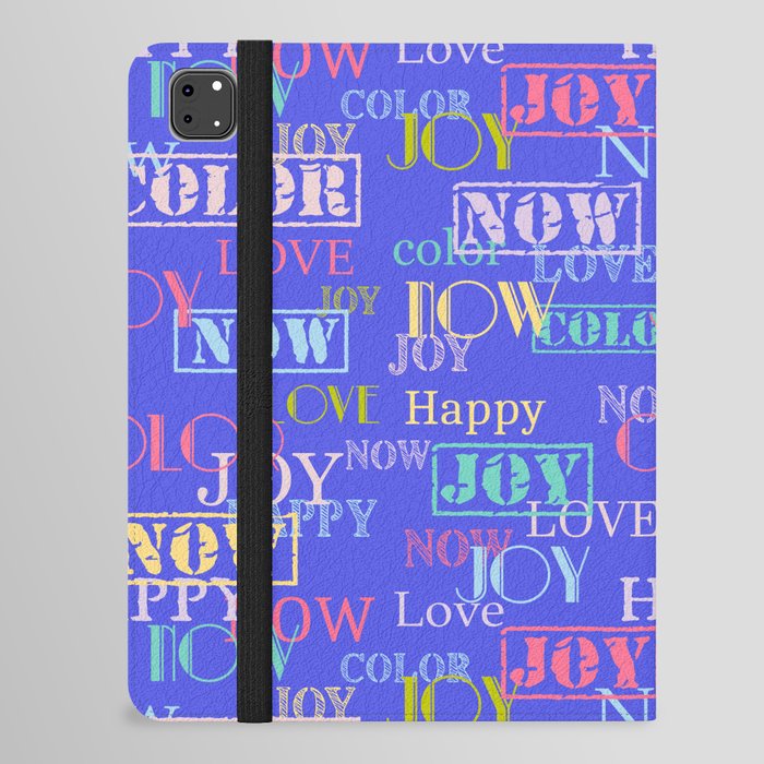 Enjoy The Colors - Colorful typography modern abstract pattern on  Happy Blue color iPad Folio Case