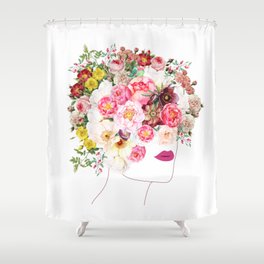 Rose Crown Portrait Flowers Graphic Print - Floral Tropical  Shower Curtain