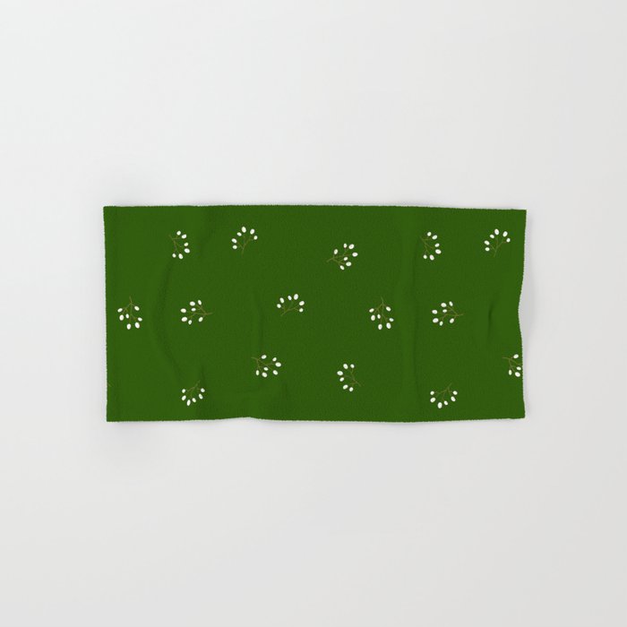 Rowan Branches Seamless Pattern on Green Background Hand & Bath Towel