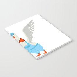 Cute White Goose Flapping Its Wings Notebook