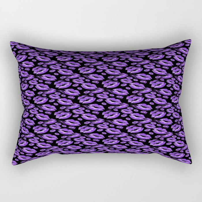 Two Kisses Collided Luscious Lilac Colored Lips Pattern Rectangular Pillow