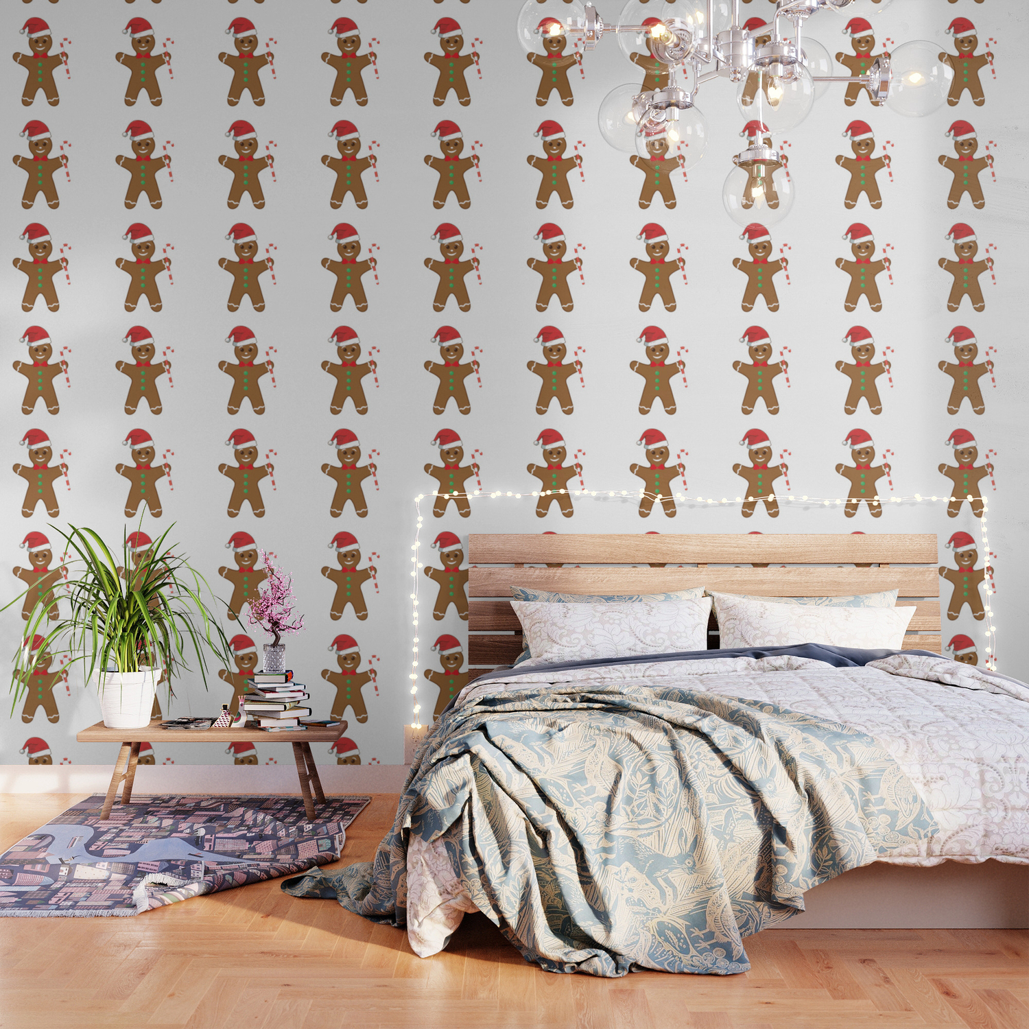 Cute Gingerbread Man In Santa Hat Candy Cane Wallpaper By Bubltees Society6 If you're in search of the best candy cane wallpaper, you've come to the right place. society6