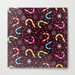 Christmas candy canes and snowflakes pattern  Metal Print | Candycanes, Winterpattern, Celebration, Candycane, Christmassweets, Sparkles, Preppychristmas, Christmasfood, Noel, Graphicdesign 