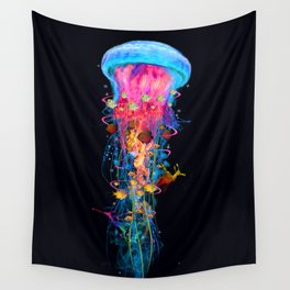 Super Electric Jellyfish Wall Tapestry