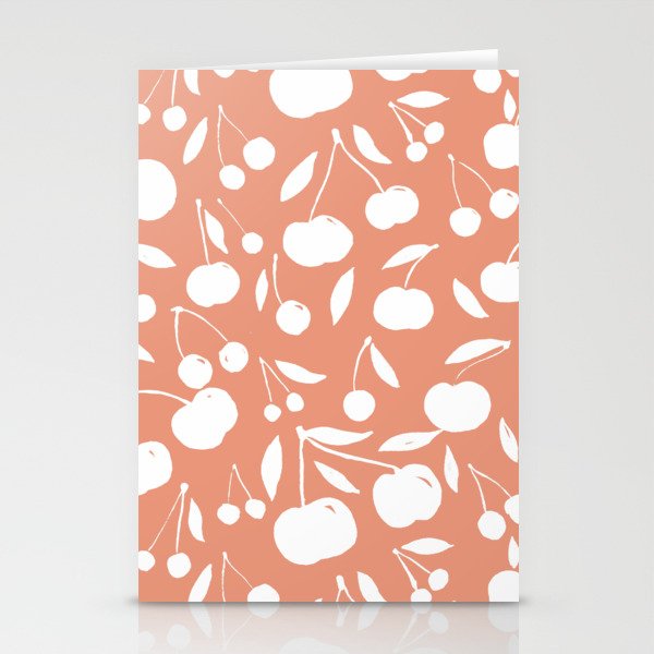 Cherries pattern - coral Stationery Cards