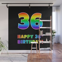 [ Thumbnail: HAPPY 36TH BIRTHDAY - Multicolored Rainbow Spectrum Gradient Wall Mural ]