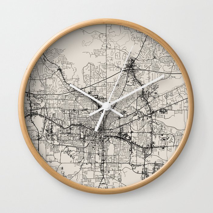 Tallahassee, Florida - City Map - Authentic Streets Drawing Wall Clock