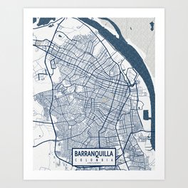 Barranquilla City Map Colombia - Coastal Art Print