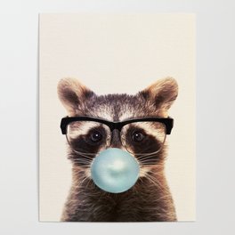 Geeky Racoon  Poster