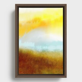 Teal, Yellow and Gold Abstract Framed Canvas