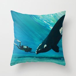 Whale & Diver Throw Pillow