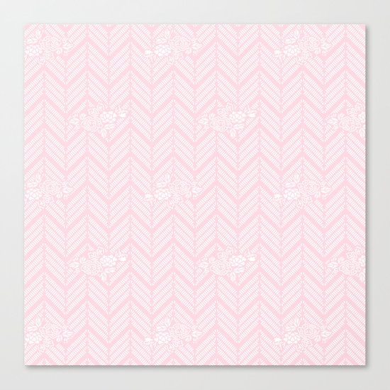 Pink Chevron Floral Canvas Print