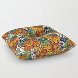 70s Retro Floral - Bold Floor Pillow