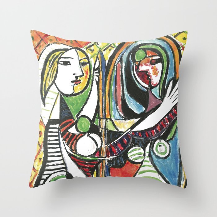 Picasso - Girl Before Mirror 1932 - Artwork for Prints Posters Tshirts Men Women and Kids Throw Pillow