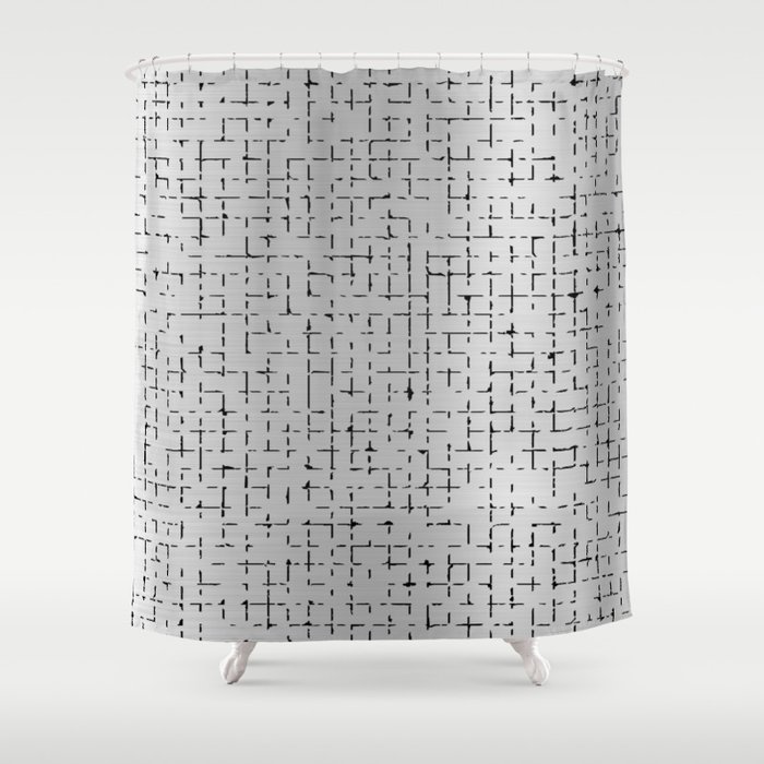 Metallic Silver Distressed Shower Curtain