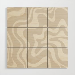 Liquid Swirl Contemporary Abstract Pattern in Mushroom Cream Wood Wall Art