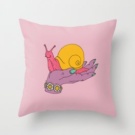 Pink Snail Throw Pillow