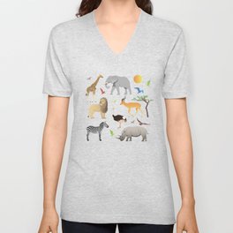 Safari Savanna Multiple Animals V Neck T Shirt