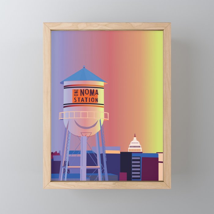 Washington DC NoMa Water Tower Framed Mini Art Print
