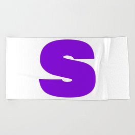s (Violet & White Letter) Beach Towel