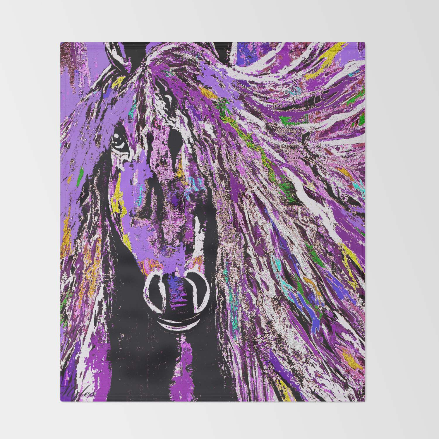 Horse Oil Painting Deep Purple Throw Blanket Horse Oil Painting Deep Purple Throw Blanket