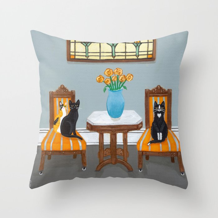 The Cats Eastlake Room Throw Pillow