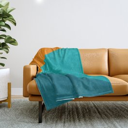 Jag - Minimalist Angled Geometric Color Block in Orange, Teal, and Turquoise Throw Blanket