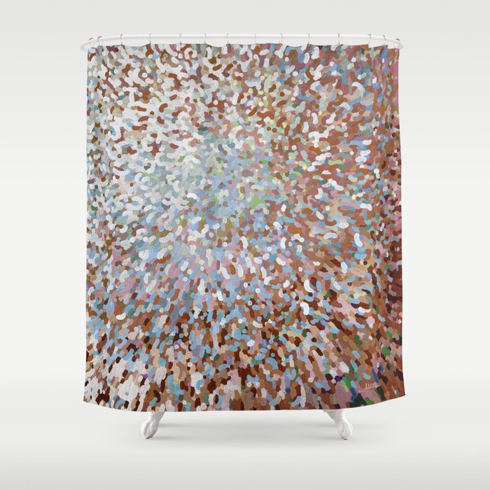 A New Day in Living Coral Juul Shower Curtain