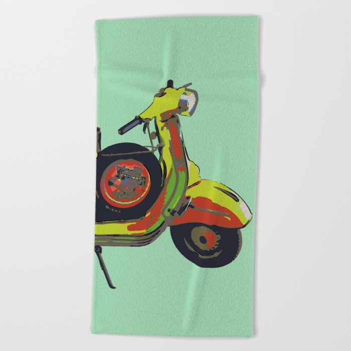 Verspa Motorbike Vintage green Beach Towel